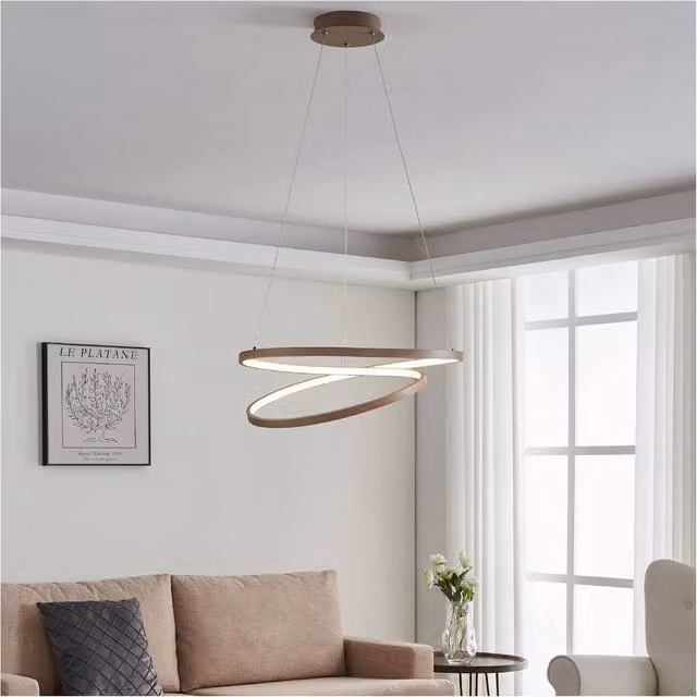Loops Modern LED Ring Pendant Light in Sand and Multicolour – 1