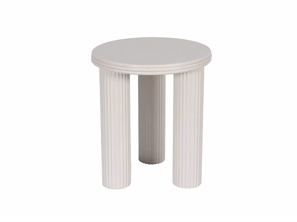 Vente-unique RAVOKA Metal Side Table in Cream, Height: 45 cm, W/D/H: 40 x 40 x 45 cm – 2