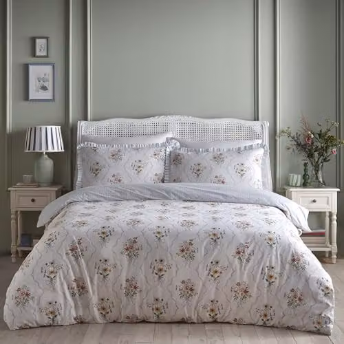 Appletree Floral Blue 100% Cotton Reversible Duvet Cover Set with 2 Pillowcases, W/D/H: 200 x 200 cm