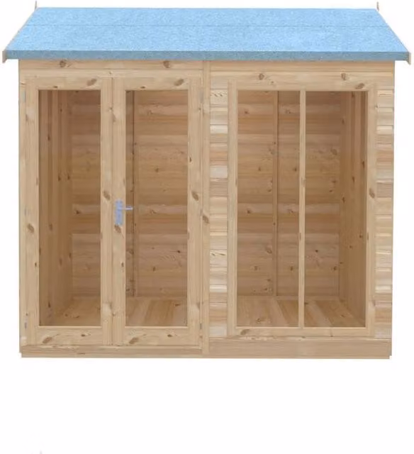 Shires Mayfield 8 x 6 Wood Summerhouse in Light Brown, W: 238 cm, D: 199 cm, H: 240.9 cm