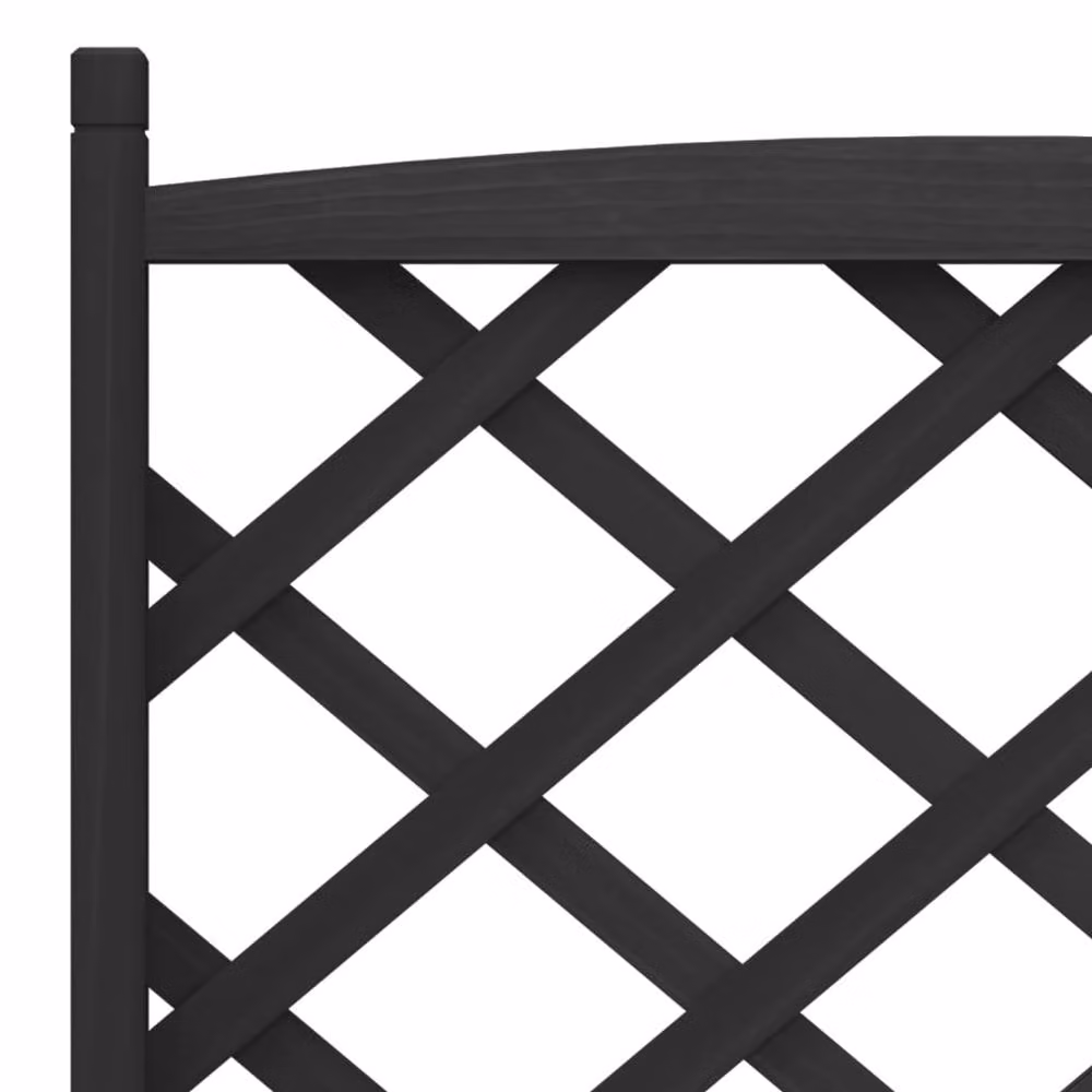 Berkfield Home Black Solid Wood Fir Planter with Trellis, W: 75 cm, D: 35 cm, H: 150 cm – 3