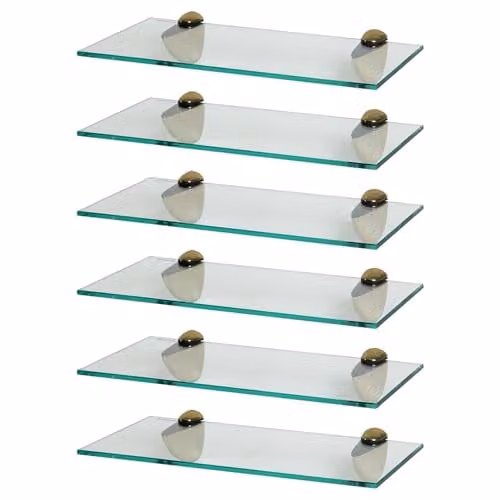 Harbour Housewares 6x Floating Glass Bathroom Shelves in Gold and Transparent, W: 40 cm – 1
