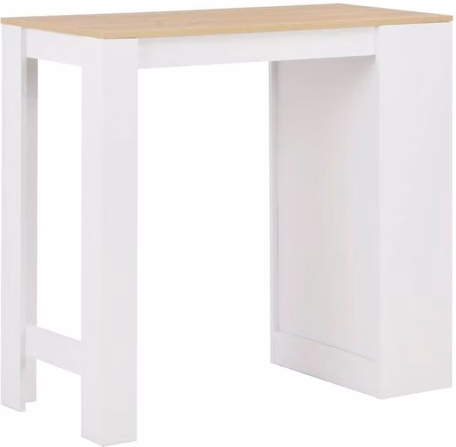 Berkfield Home Beautiful Bar Table with Shelf in White, W: 110 cm, D: 50 cm, H: 103 cm