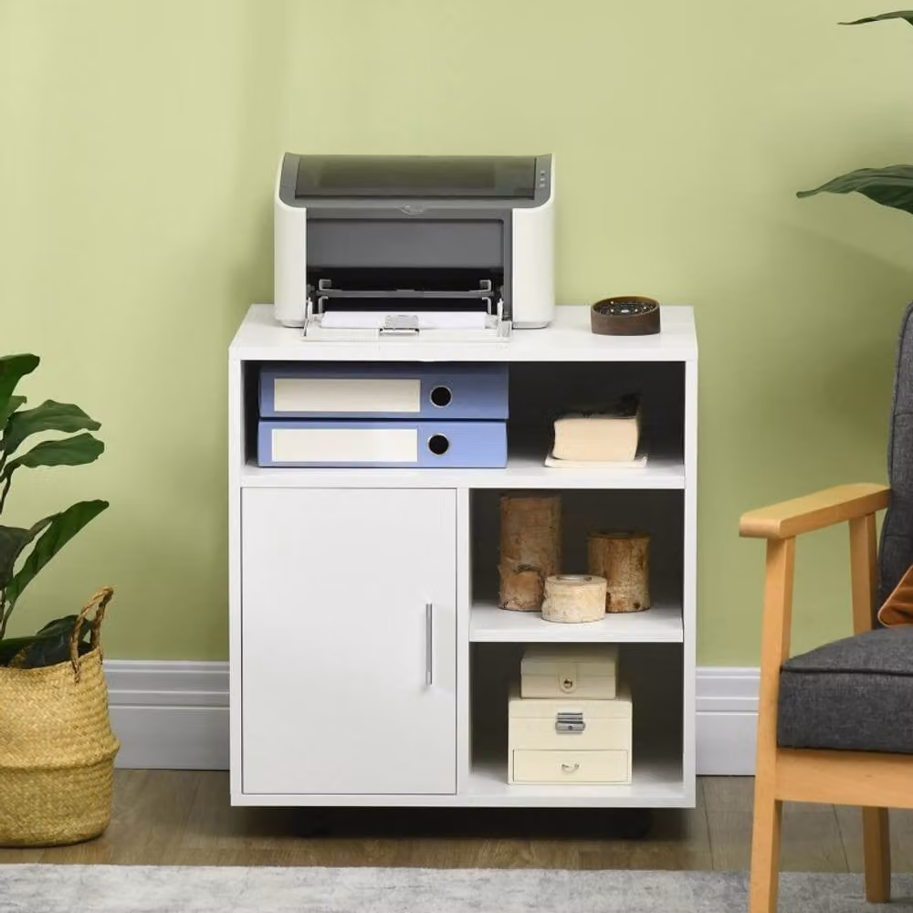 STILVORA Office Storage Unit with Wheels in White – 2