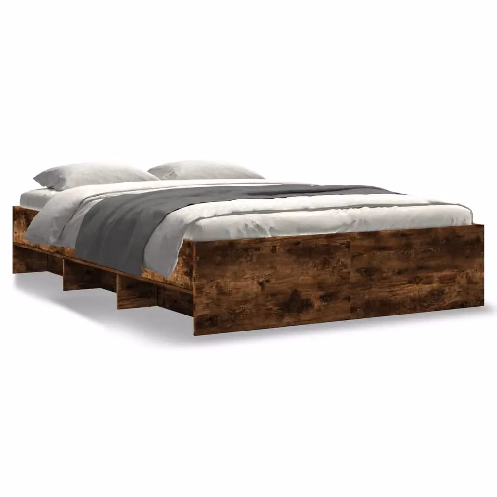 Berkfield Home Smoked Oak Bed Frame in Brown, W/D/H: 140 x 200 cm – 2