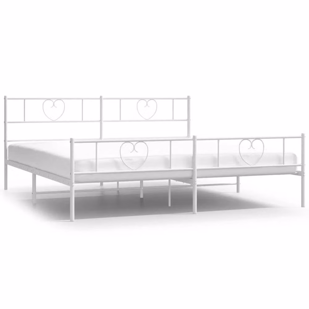 Berkfield Home Metal Bed Frame with Headboard and Footboard, White, W/D/H: 180 x 200 cm – 2