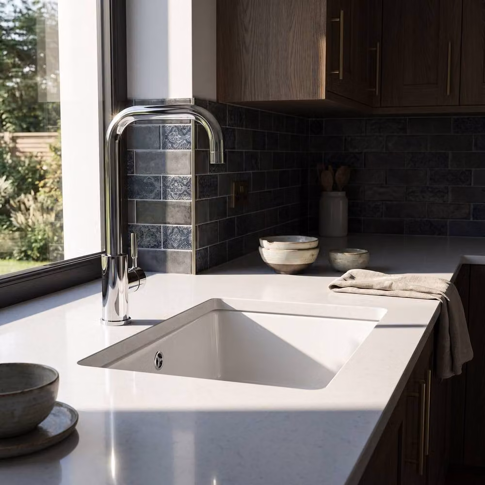 Balterley Square Kitchen Sink Mixer Tap, Chrome Silver, Top Fix Installation – 3