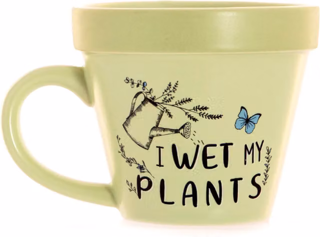 Boxer Gifts Wet My Plants Plant-a-holic Ceramic Plant Pot Mug in Green