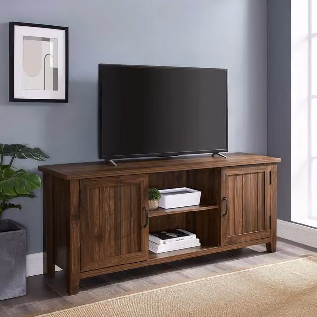Centurion Supports RANCH Walnut 6-Shelf Storage Unit and TV Cabinet in Brown – 1