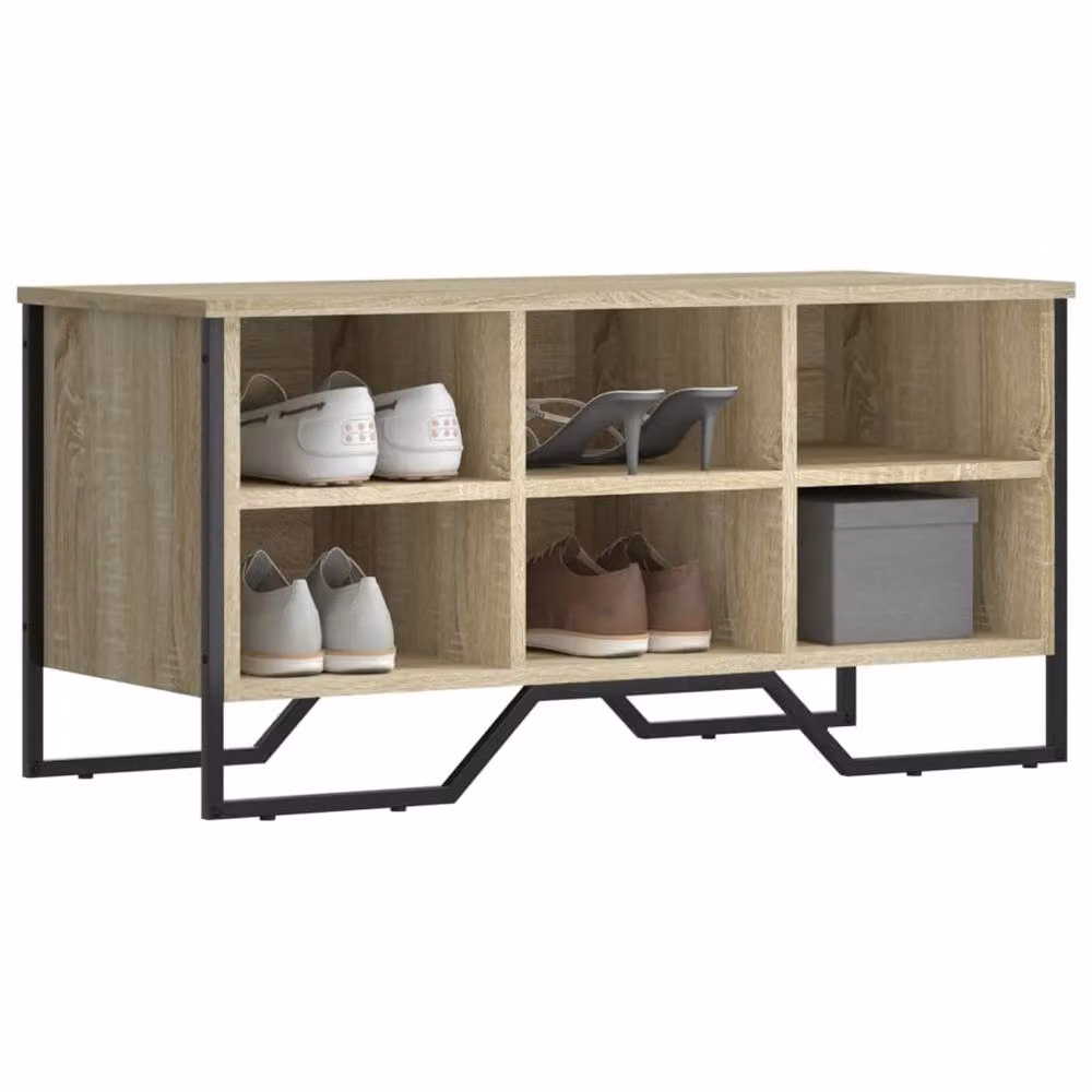 Berkfield Home Shoe Cabinet in Sonoma Oak with Integrated Seat, W/D/H: 90 x 38 x 45.5 cm – 2