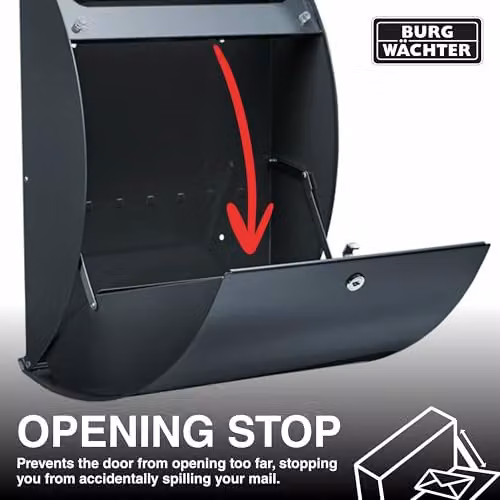 Burg-Wächter Riviera 835 Letterbox, Anthracite, Wall Mounted Galvanised Steel Mailbox – 5