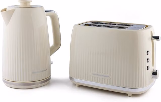 Hamilton Beach Miami Kettle and Toaster Set in Sand and Beige