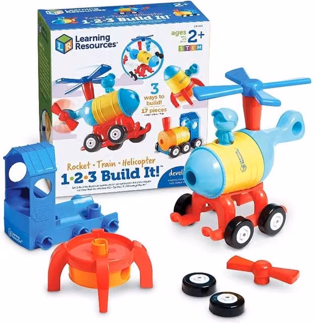 Learning Resources Build It Rocket Train and Helicopter Construction Set in Multicolour and White