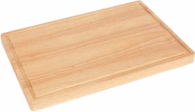 Kelvenix Brown Wooden Butchers Block Chopping Board with Groove W: 30 cm, H: 3 cm, D: 45 cm