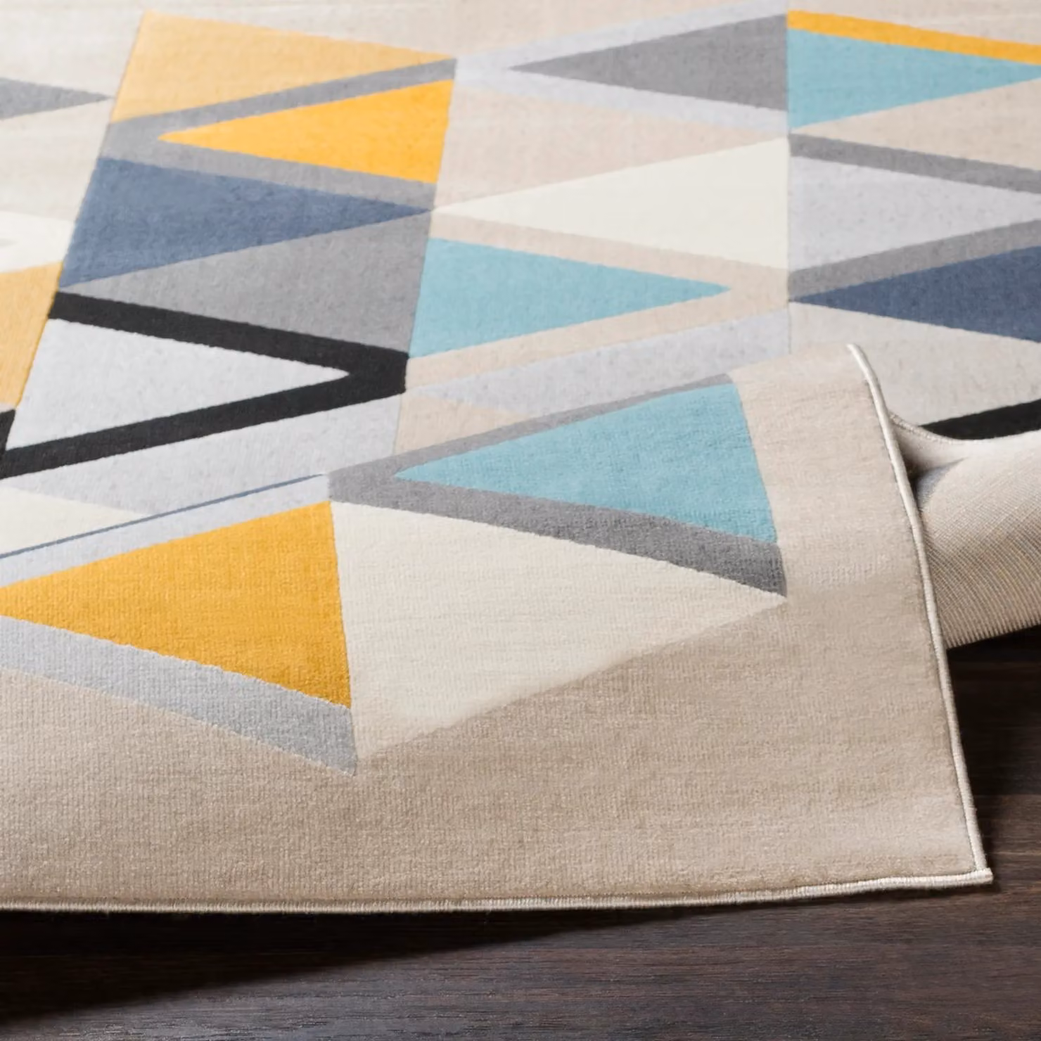 Livabliss City Geometric Rug in Yellow, Blue, Grey and Black, W: 80 cm, L: 220 cm – 4