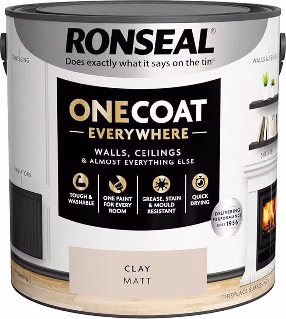 Ronseal One Coat Everywhere Interior Matt Paint in Beige, 2.5l