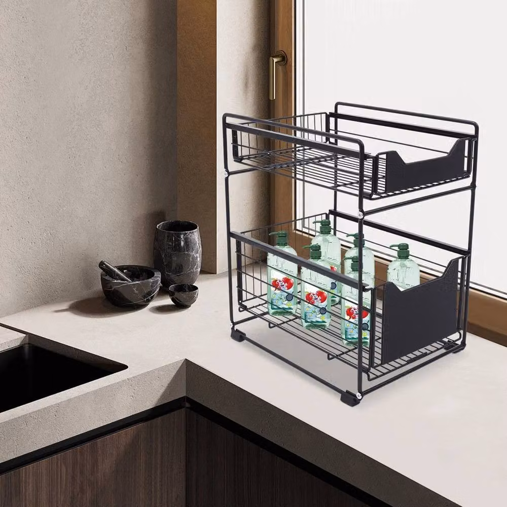 EONLION Black Kitchen Sink Storage Shelf – 4