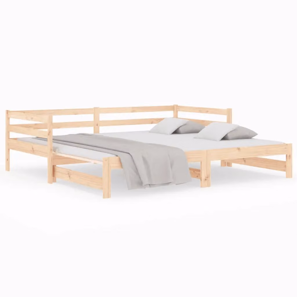 Berkfield Home Rustic Pull-out Day Bed in Brown Solid Pine Wood, W/D/H: 160 x 200 x 80 cm – 2