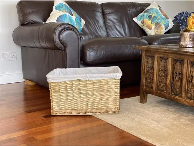 Topfurnishing Open Weave Wicker Log Basket in Beige and Yellow, W/D/H: 33 x 33 x 33 cm
