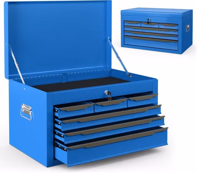 Costway Steel Tool Box and Tool Chest Case in Blue