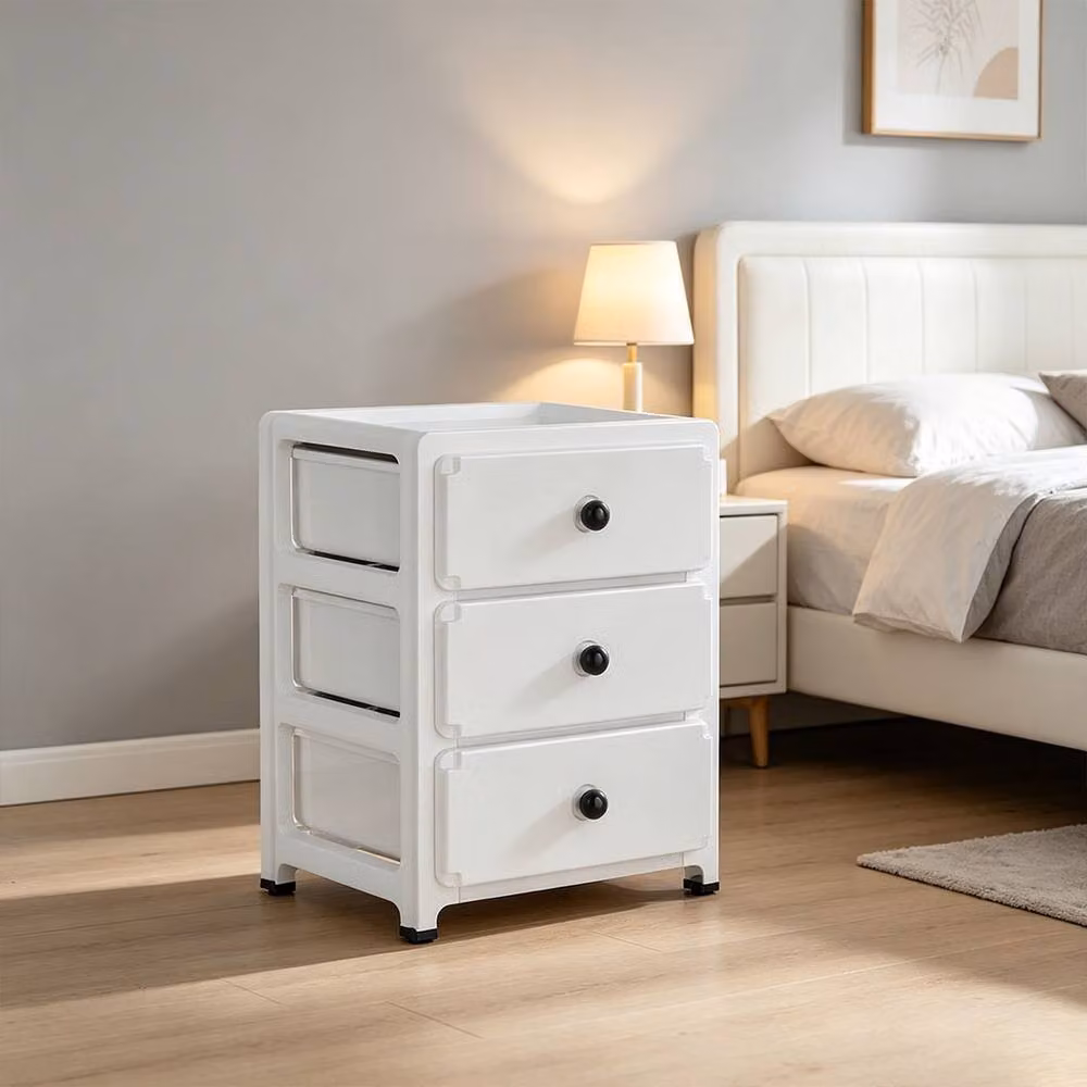 Ventryn 3 Tier Large Capacity Drawer Chest White Plastic Storage Cabinet with Castors – 2