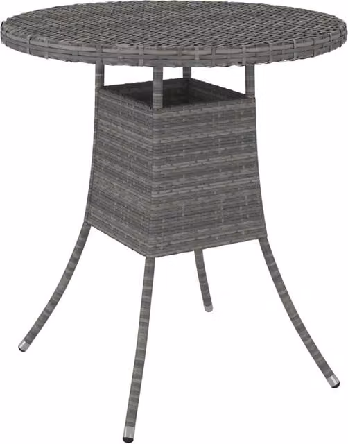 Berkfield Home Grey Poly Rattan Garden Table, W/D/H: 70 x 70 x 73 cm