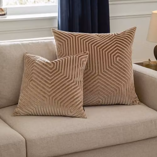 Paoletti Evoke Graphic Velvet Square Cushion in Brown and Beige, W/D/H: 55 x 55 x 55 cm – 3