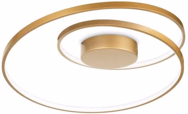 Netlighting OZ Dimmable Swirl Integrated LED Semi Flush Ceiling Light in Brass and Yellow with 3000K Warm White Light