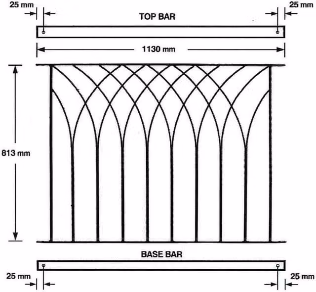 Burbage Iron Craft Nova Steel Decking Fence Panel in Black, Wall-Mounted, Fits Gap W: 113.0 cm, H: 81.3 cm
