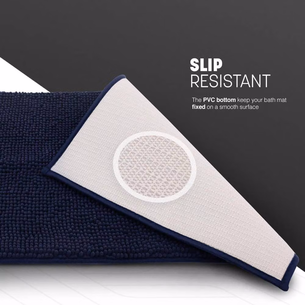Keplin Non-Slip Microfibre Chenille Bath and Toilet Mat, Blue, W: 50 cm, D: 80 cm – 5