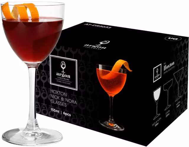 Argon Tableware Hoxton Lead-Free Crystal Nick and Nora Cocktail Glasses, 155ml, Pack of 48, Transparent – 2