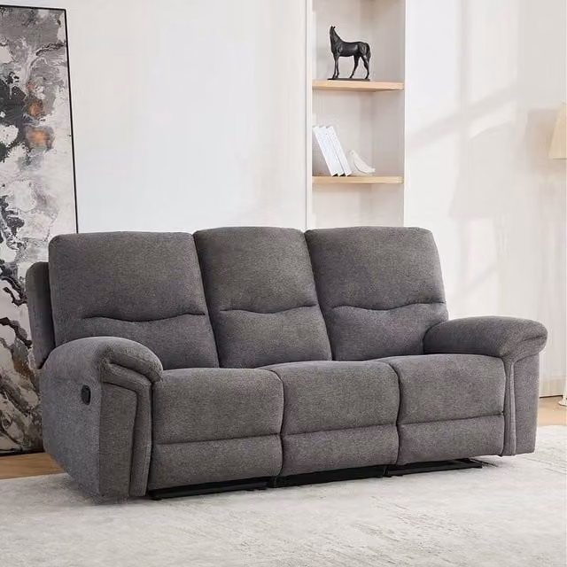 More4Homes Fosse 3 Seater Manual Recliner Fabric Sofa in Grey