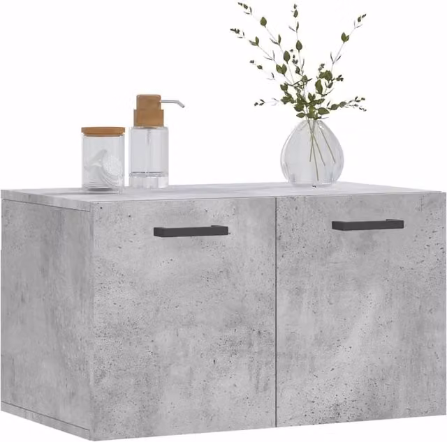 Berkfield Home Wall Mounted Cabinet in Concrete Grey, W/D/H: 60 x 36.5 x 35 cm