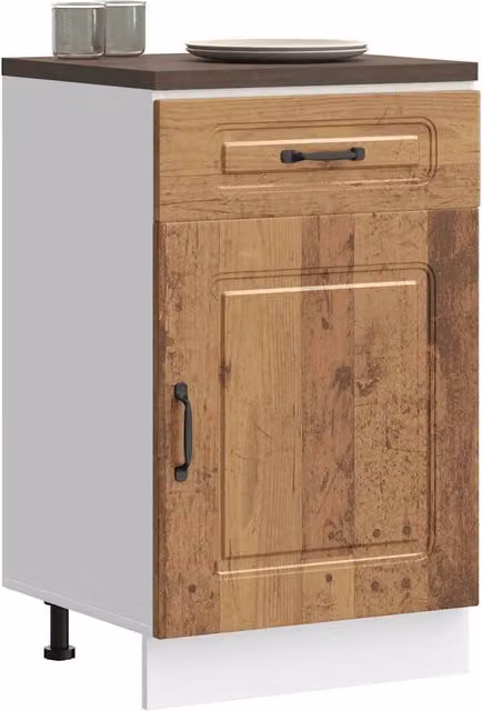 Berkfield Home Kalmar Kitchen Base Cabinet in Brown Old Wood Engineered Wood – 1