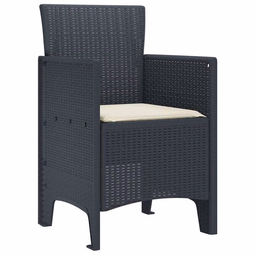 Berkfield Home Set of 2 Modern Anthracite and White Plastic Rattan Garden Chairs – 3