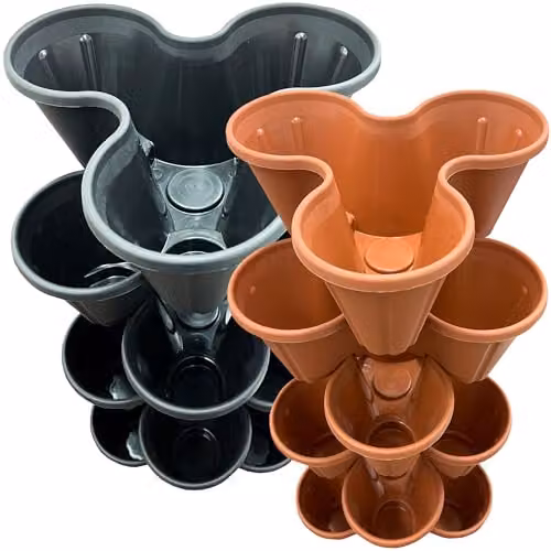 Storm Trading Group Strawberry Tri-Pot Stacking Planters in Black and Brown