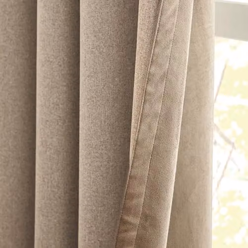Furn Reversible Suede-Look Blackout Eyelet Curtain Pair in Brown, W/D/H: 137 x 168 cm – 2