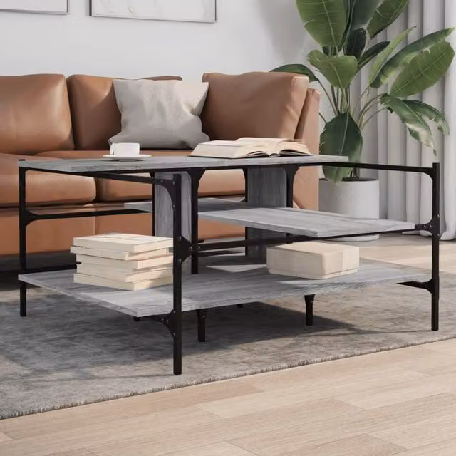 Berkfield Home Grey Sonoma Coffee Table with Lift Mechanism, W: 100 cm, D: 100 cm, H: 48.5 cm