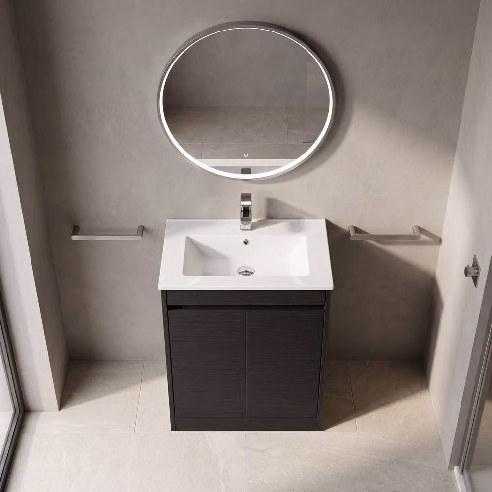 Balterley Modern 2 Door Freestanding Bathroom Vanity Unit with Basin in Matt Graphite Grey, W/D/H: 62 x 39.5 x 83.5 cm – 2