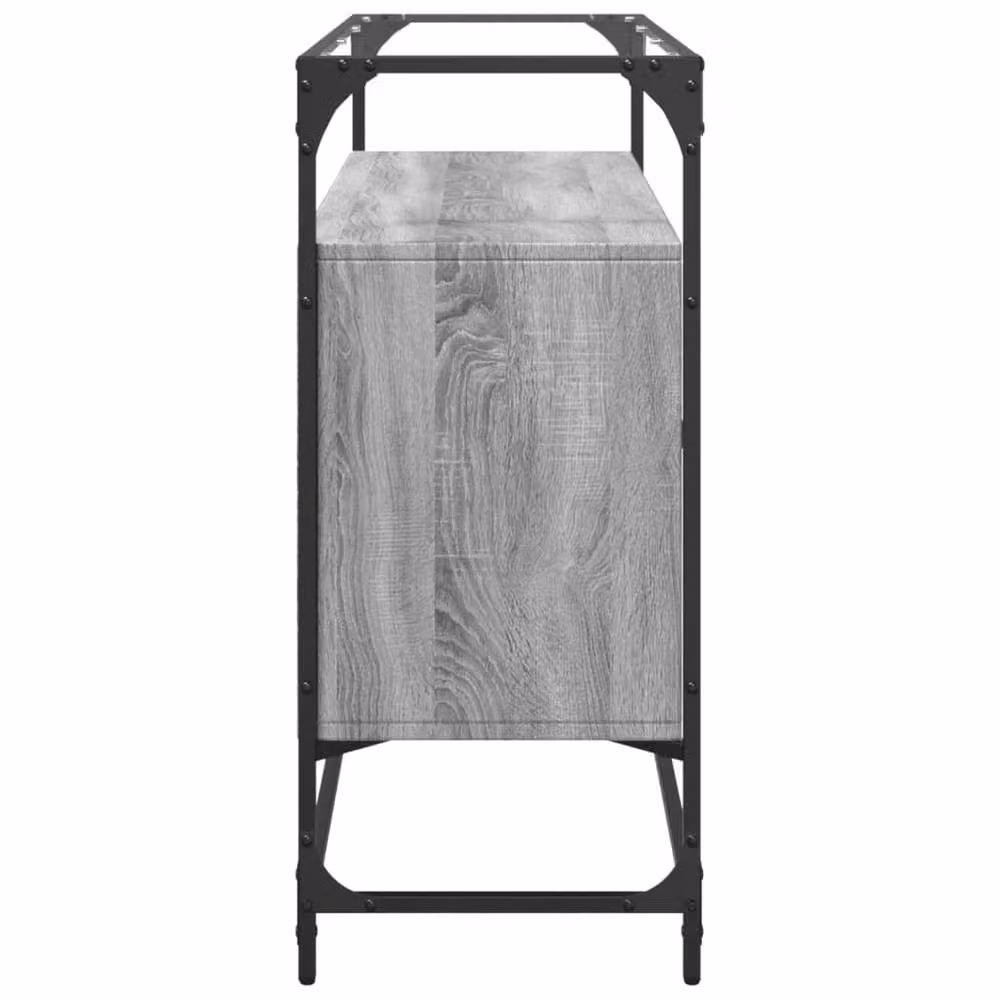 Berkfield Home Grey Sonoma Sideboard with Glass Top, W/D/H: 98 x 35 x 81 cm – 4