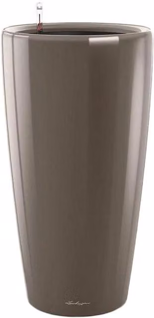 Lechuza Rondo Round Tall Self-Watering Planter in Beige and Brown