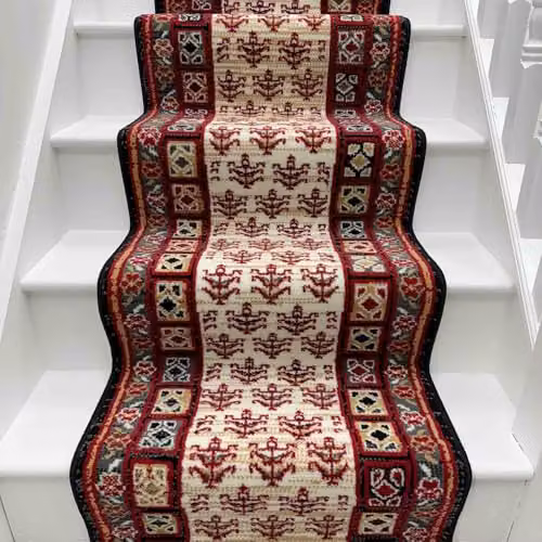 runrug Mayan Stair Runner Carpet in Black, W: 60 cm, L: 450 cm – 3