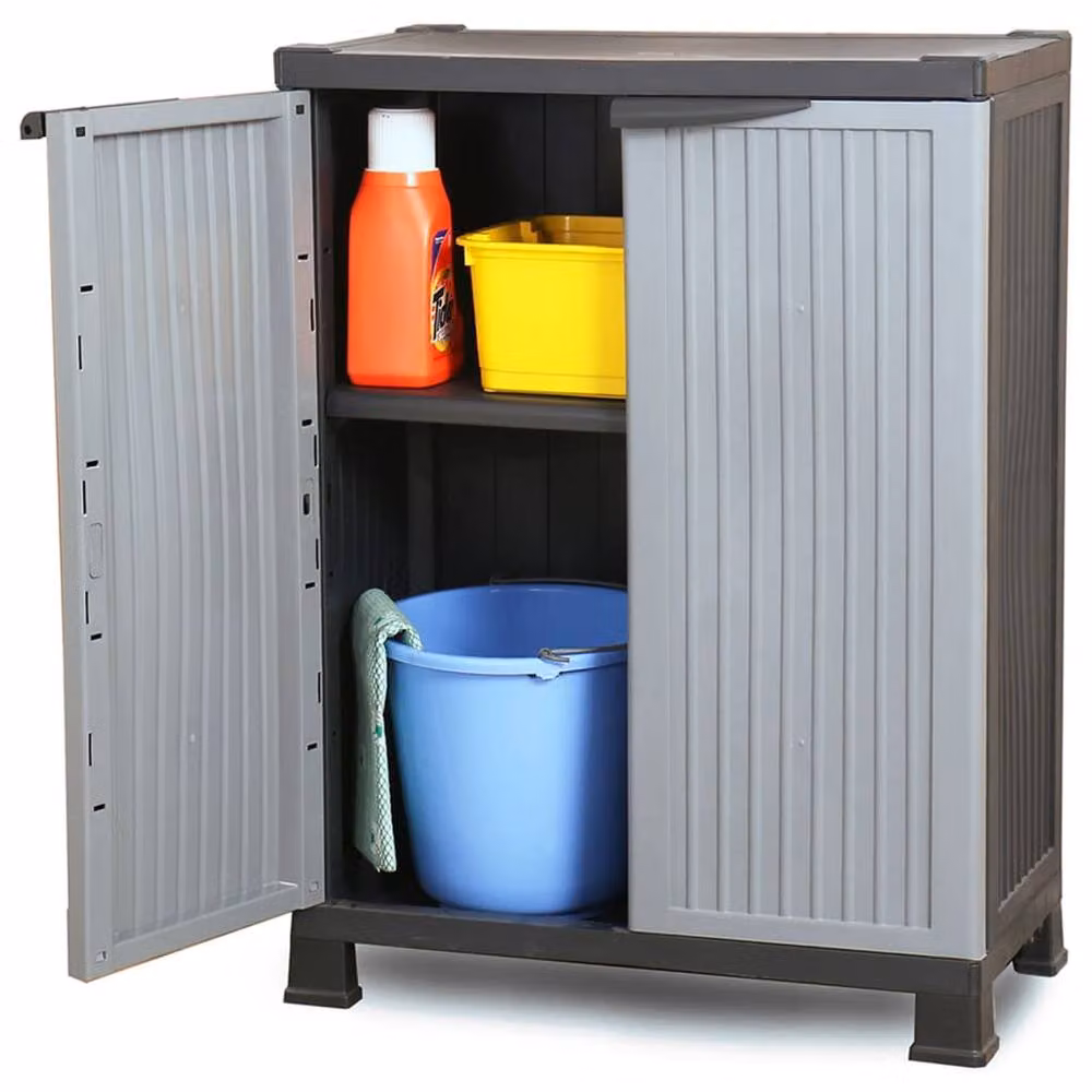 Berkfield Home Grey Plastic Cabinet with Internal Shelves and Lock, W/D/H: 68 x 39 x 92 cm – 2