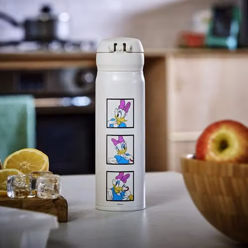 Thermos Disney Daisy Duck Signature Vacuum Insulated Stainless Steel Drinks Flask with Straw, 470ml, Multicolour and White – 6