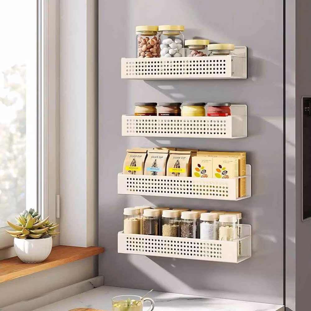 The Bazaarist Set of 4 Magnetic Spice Racks in White and Cream – 3