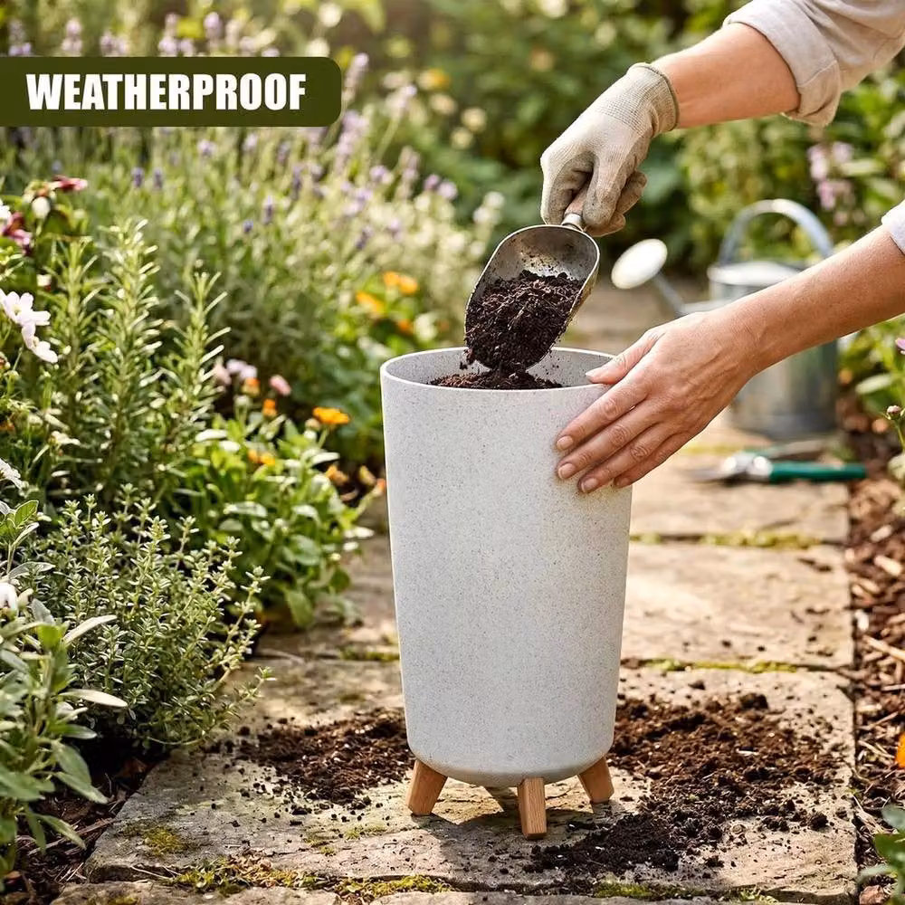 Kelvenix White Tall Plant Pot with Legs, W/D/H: 23.9 x 23.9 x 44.5 cm – 3