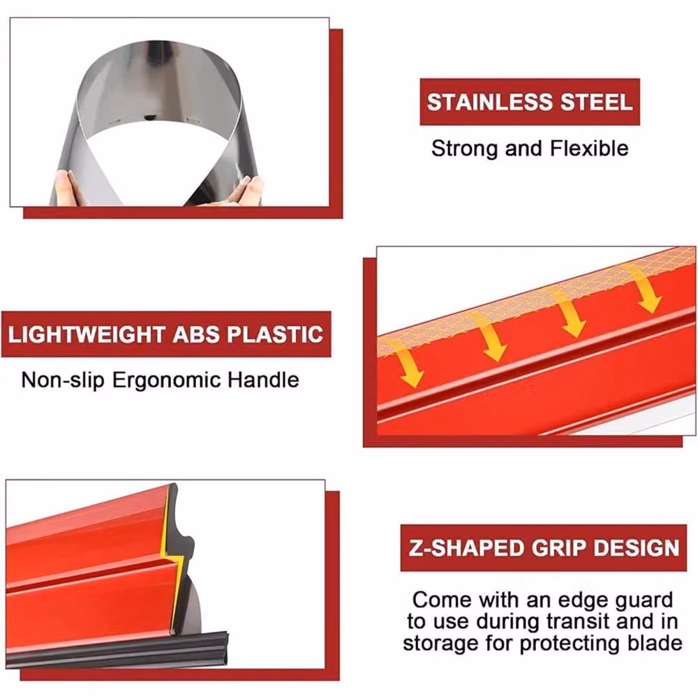 SPETLEK Red Plaster Skimming Blade Drywall Smoothing Spatula Wall Finishing Tool W: 100 cm, H: 40 cm – 5
