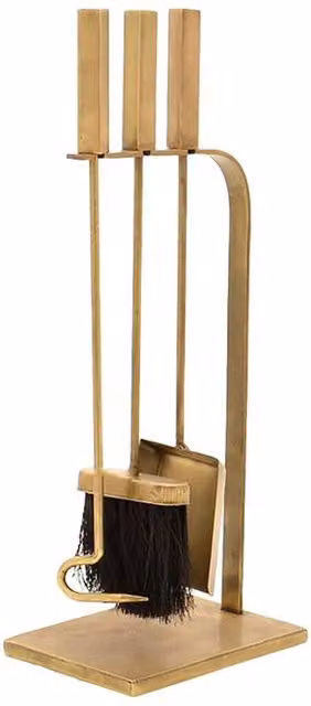 Ivyline Brass Fireside Companion Set in Gold, H: 50 cm, W: 20.5 cm