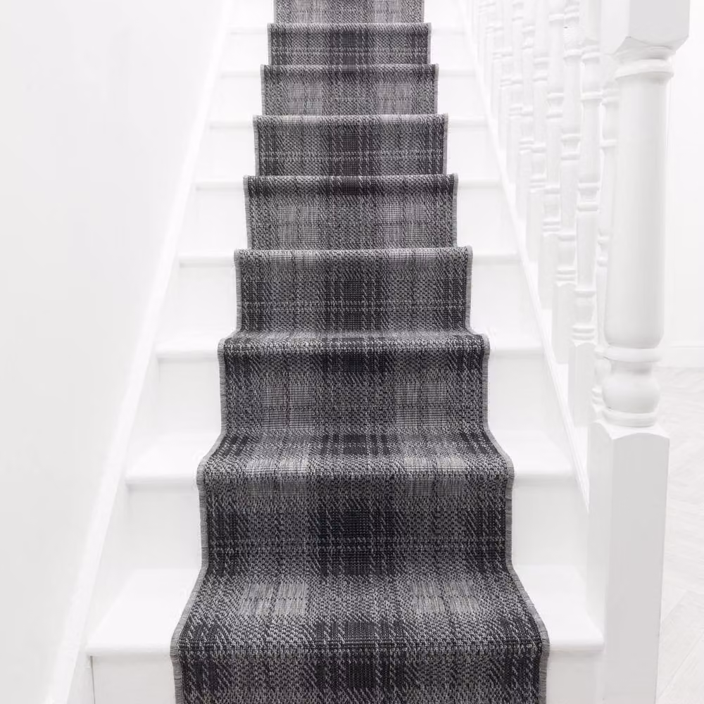 runrug Plaid Reversible Stair Runner Carpet, Black, W: 60 cm x L: 540 cm – 4