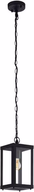 Loops Black Metal IP44 Outdoor Pendant Lantern with Transparent Glass and E27 Bulb